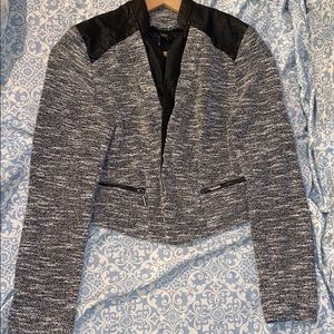 Grey and white jacket.